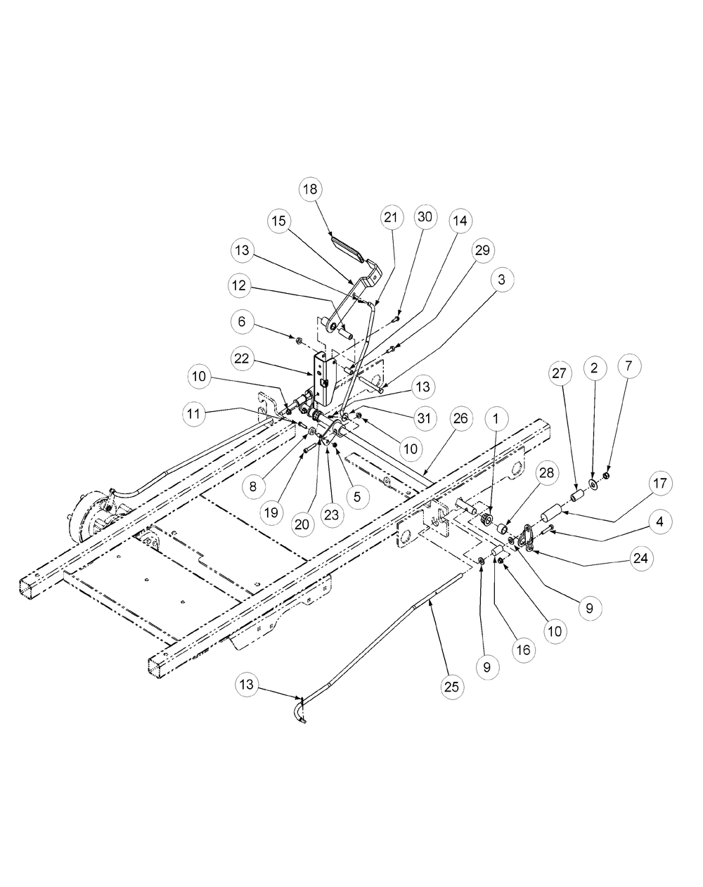Brake Assembly Diagram and Parts List for M72-GN33 53CB5FJZ750-33HP-OHV Cub Cadet Lawn Tractor